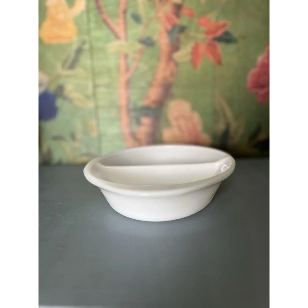 Vtg GlasBake Divided Casserole Dish J-239 Milk Glass USA
